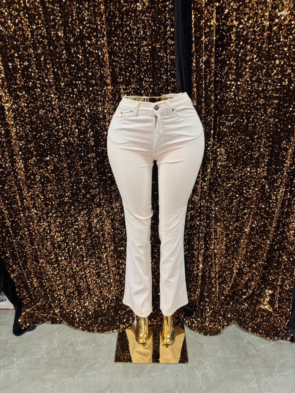 Versace White Jeans Couture Sparkle Pinstripe Jeans